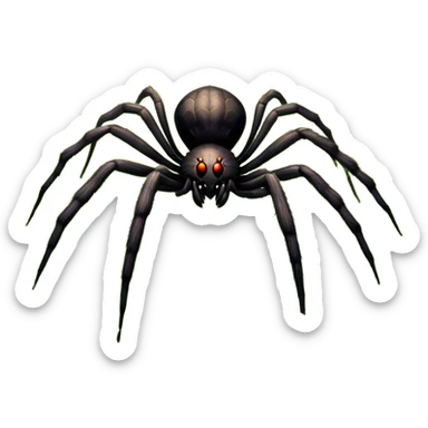 Huge spider sitting on grass with flowers, surrounded by a lush meadow. Detailed legs and body, with soft natural lighting enhancing its texture. Calm, serene background with vibrant greenery and a clear sky. Transparent background. sticker