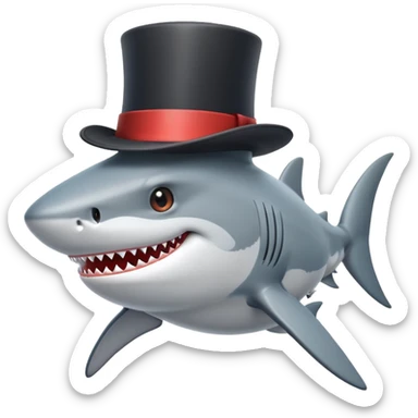 Shark with a top hat sticker