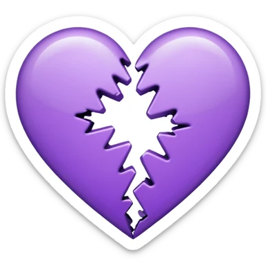 coração quebrado metade branco metade roxo sticker