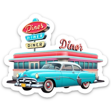 1950s diner exterior sticker