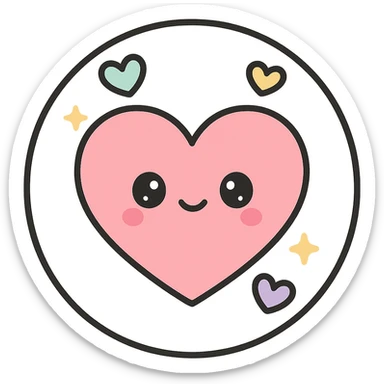 little alchemy style icon
subject: love
border: medium-black
shape: round, circular
background: white
style: full color fill with medium black outlining sticker