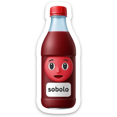 sobolo emoji (Ghanaian frink) in a plastic bottle and make the juice dark red  no face write sobolo on it sticker