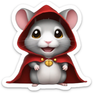 Hamster with fangs wearing a cape vampire sticker