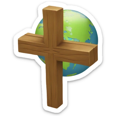 a cross with the globe symbolizing spreading the gospel sticker