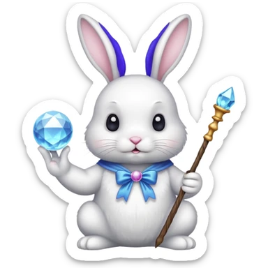 White bunny with wand and with crystal ball sticker
