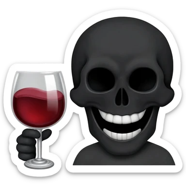 Una calavera de expresión de soltando un facto tomando un copa de vino sticker