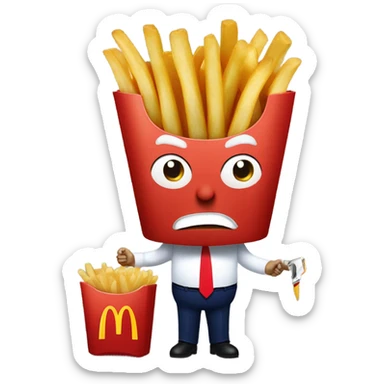 Trump holding McDonald’s French fries and knife  sticker