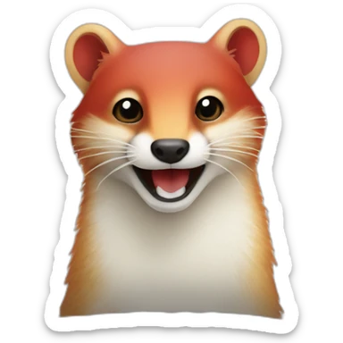 red and white cheerful mongoose on a pillow sticker