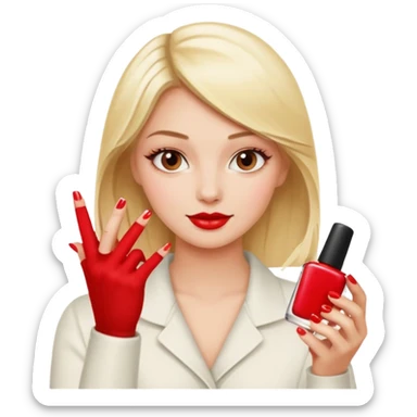 mulher loira pintando unhas sticker