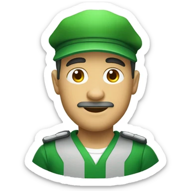 crear un profesor con gorra verde y camisa verde cuello mao sticker
