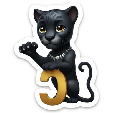 A black panther holding the number 0 in its paws sticker
