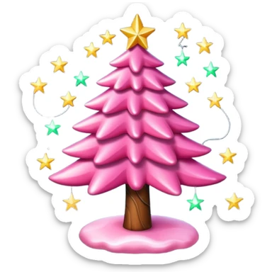 Crea un arbol de navidad en color rosa que parezca de caramelo Agrega luces navideñas has que la estrella brille sticker