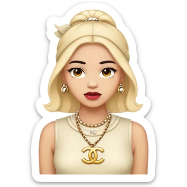 Cinematic Realistic Chanel Pop Culture Emoji, depicted with timeless elegance and iconic style rendered with luxurious textures and dynamic, sophisticated lighting. sticker