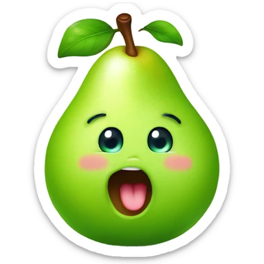 Shiny Green Cute pear with tongue sticker