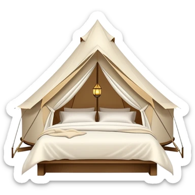 luxury glamping bell tent with chandeliers and plush bedding sticker
