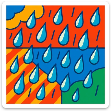 rain, vibrant toon style sticker