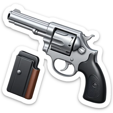 Classic pistol with black handle and silver barrel sticker