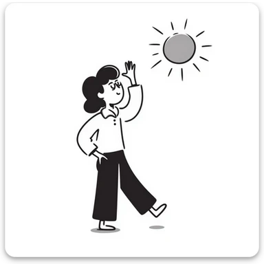 character dazzled by the sun, hand drawn doodle style sticker