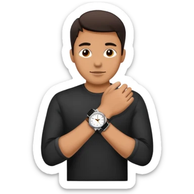 man wearing a black strap watch sticker