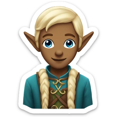 Elf with blonde hair brown skin and blue eyes sticker