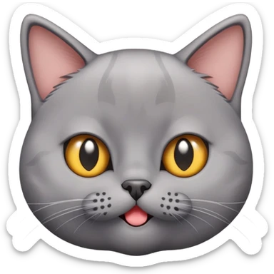 British short-hair cat with a silly face sticker
