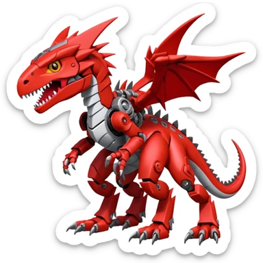 Cool Edgy Digimon-Fakemon-Guilmon-Velociraptor-Dragon-Mecha full body sticker