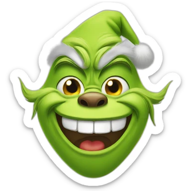 Grinch laughing face with tears sticker