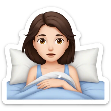 brunette girl waking up in the morning sticker