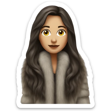 Beautiful realistic long hair brunette mob wife with fur coat sticker