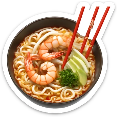 spicy shrimp ramen bowl chopsticks  sticker