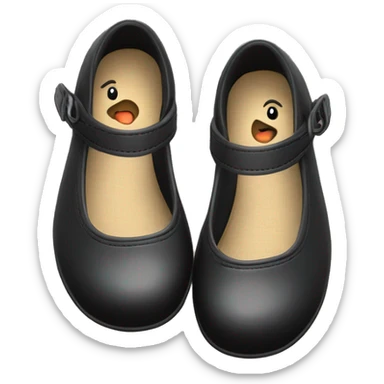 Pair of Black Mary Jane’s flat schoolgirl shoes black insides sticker