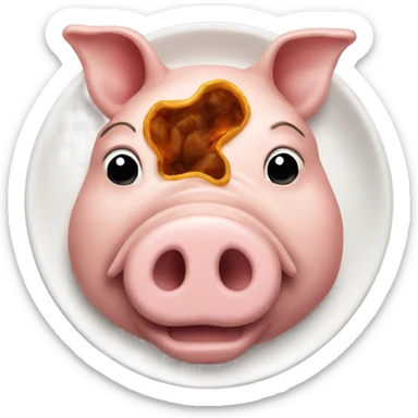 Pig head roasted on a platter sticker