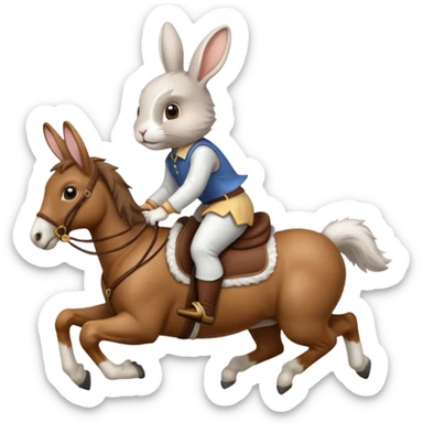 Exciting rabbit galloping on horse sticker