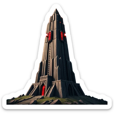 Barad Dúr from Lord of the Rings, Dark, giant Tower, with red laser beams shooting into the sky sticker