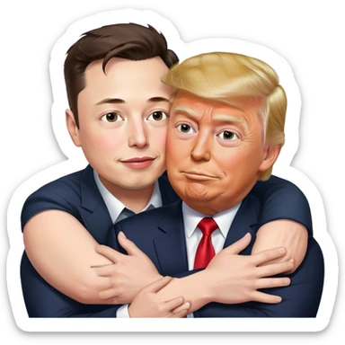 elon musk and donald trump hugging sticker