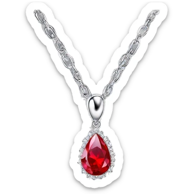 red tear ruby necklace with chain emoji floating moving flying chain  sticker