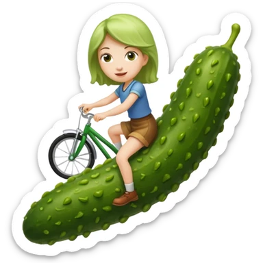 Girl riding a pickle sticker