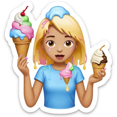 Girl throwing up ice cream sticker