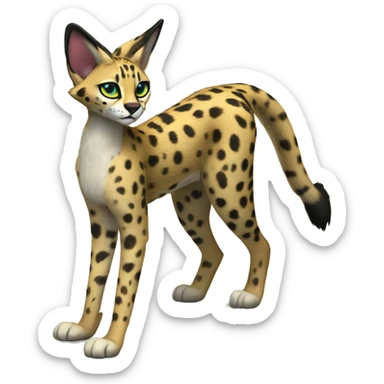 Anthro Epic Edgy Colorful Serval-Vernid-Trico full body sticker