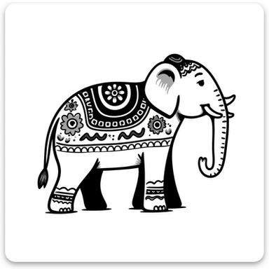 Colorful Indian elephant with decorative patterns sticker
