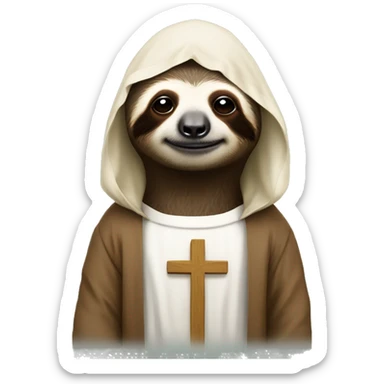 Sloth wearing jesus garb sticker