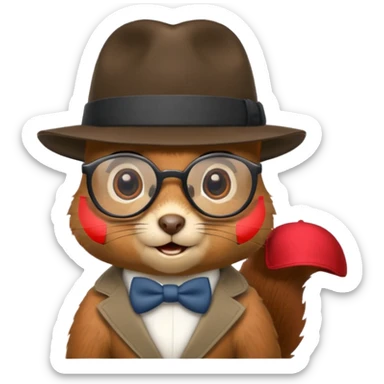 squirrel with glasses and fedora sticker