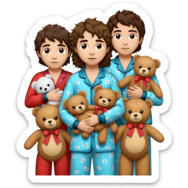 the band greta van fleet wearing pajamas and holding teddy bears sticker