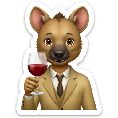 hyena with glass of wine sticker