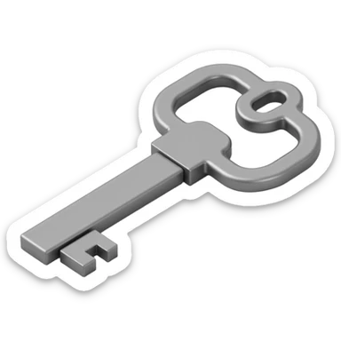 realistic metallic key, skeuomorphism icon style sticker