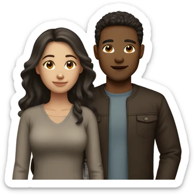 couple with light skin and dark brown hair sticker