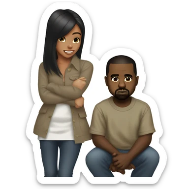 Kanye west mewing with north west sticker