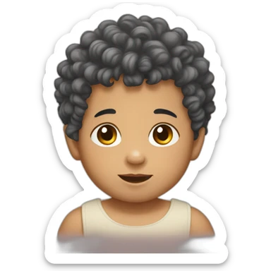 curly hair asain baby boy  sticker