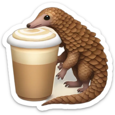 Pangolin with latte sticker