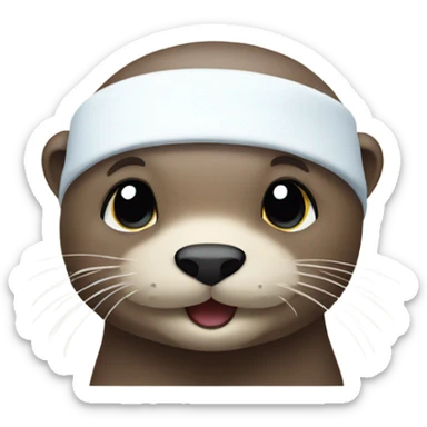 Otter wearing white headband sticker